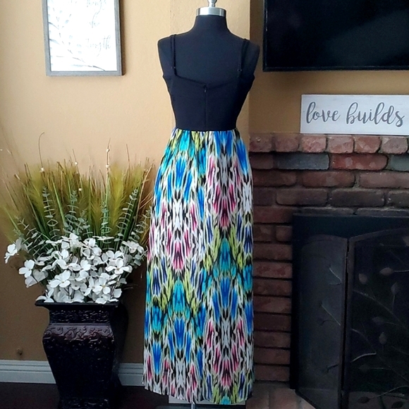 🆕️ Nicole by Nicole Miller Colorful Maxi Sleeveless Chiffon Dress SIZE: 14 - Picture 6 of 10